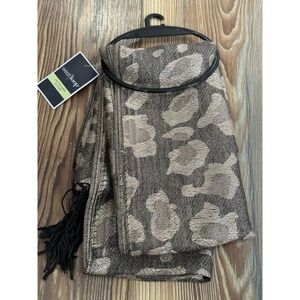 NWT West Loop Metallic Two Toned Animal Print Fringed Jacquard Scarf